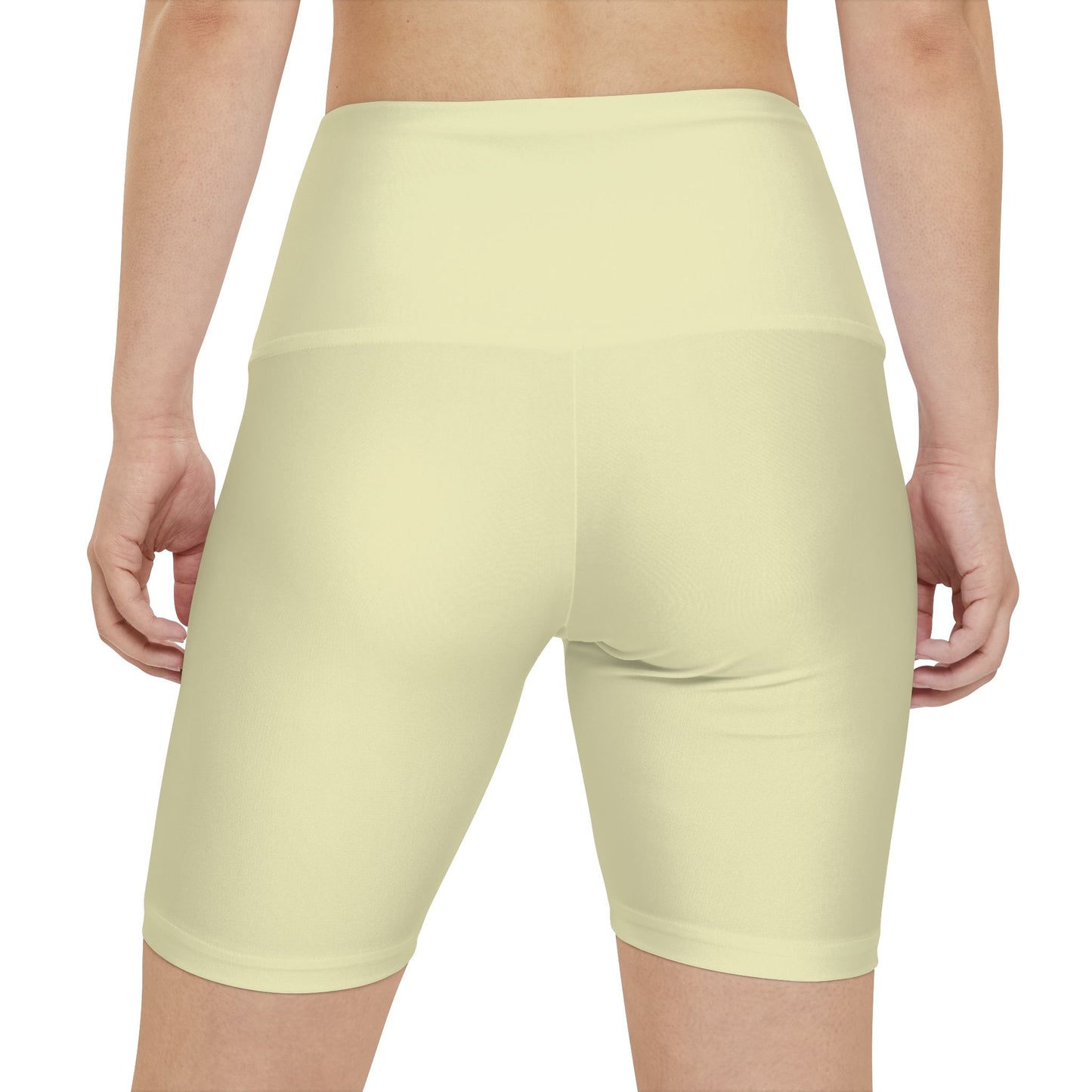 Pale Yellow Women's High-Waist Workout Shorts — Lightweight Lemon Activewear
