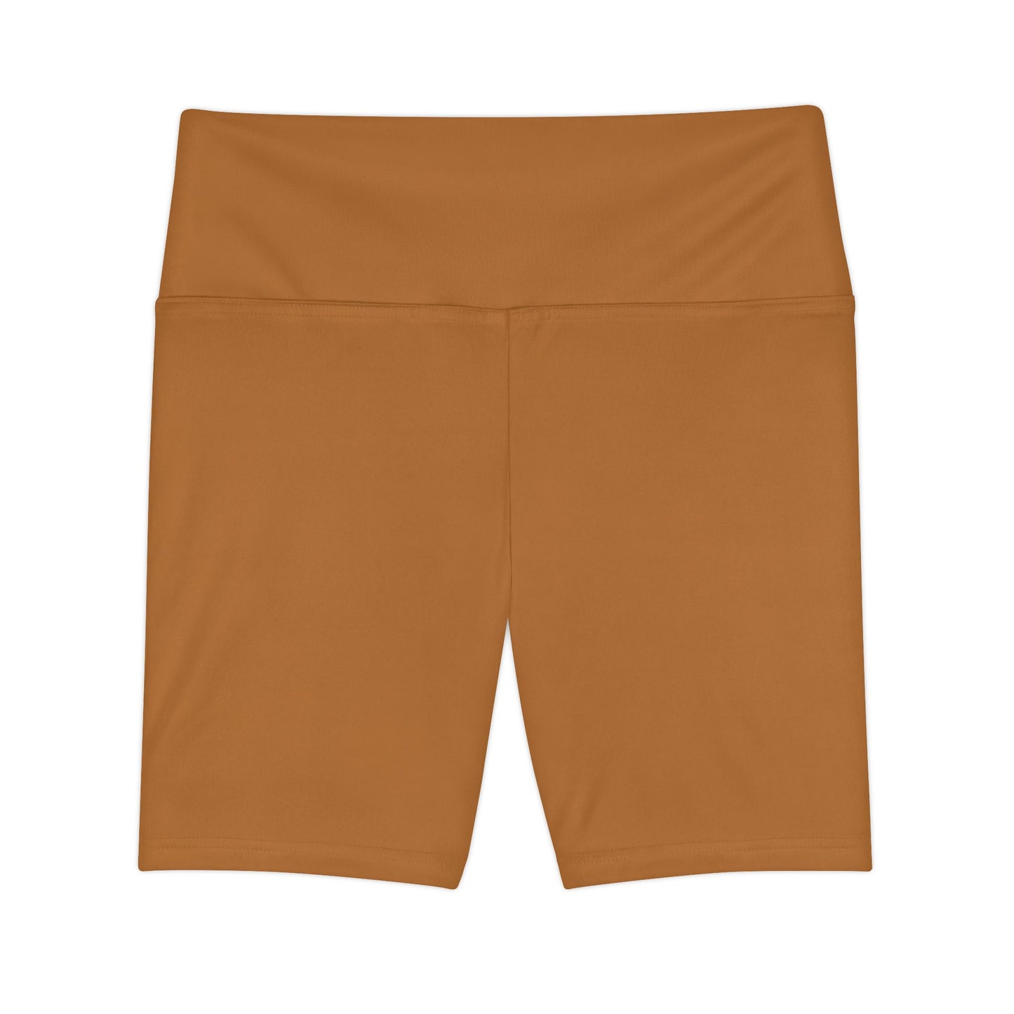 Copper High-Waist Workout Shorts — Women's Solid Activewear Biker Shorts