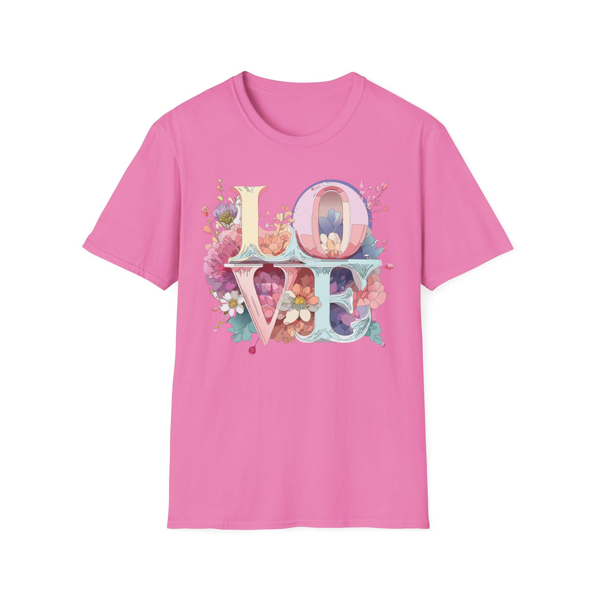 LOVE floral letter tee, T-Shirt | pastel bloom typography