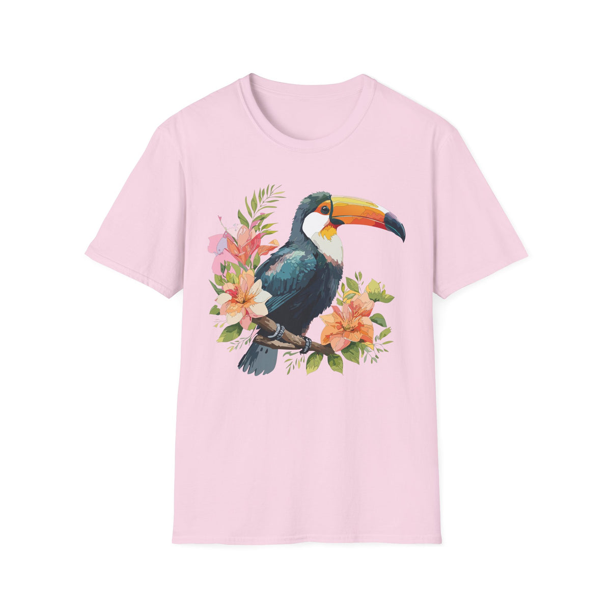 Tropical Toucan Illustration T-Shirt | Floral Bird Graphic