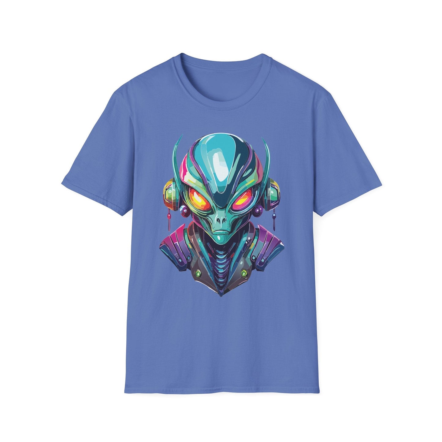 Alien Cosmos Unisex Cotton T Shirt With Alien Artwork Softstyle Ring Spun Cotton 64000