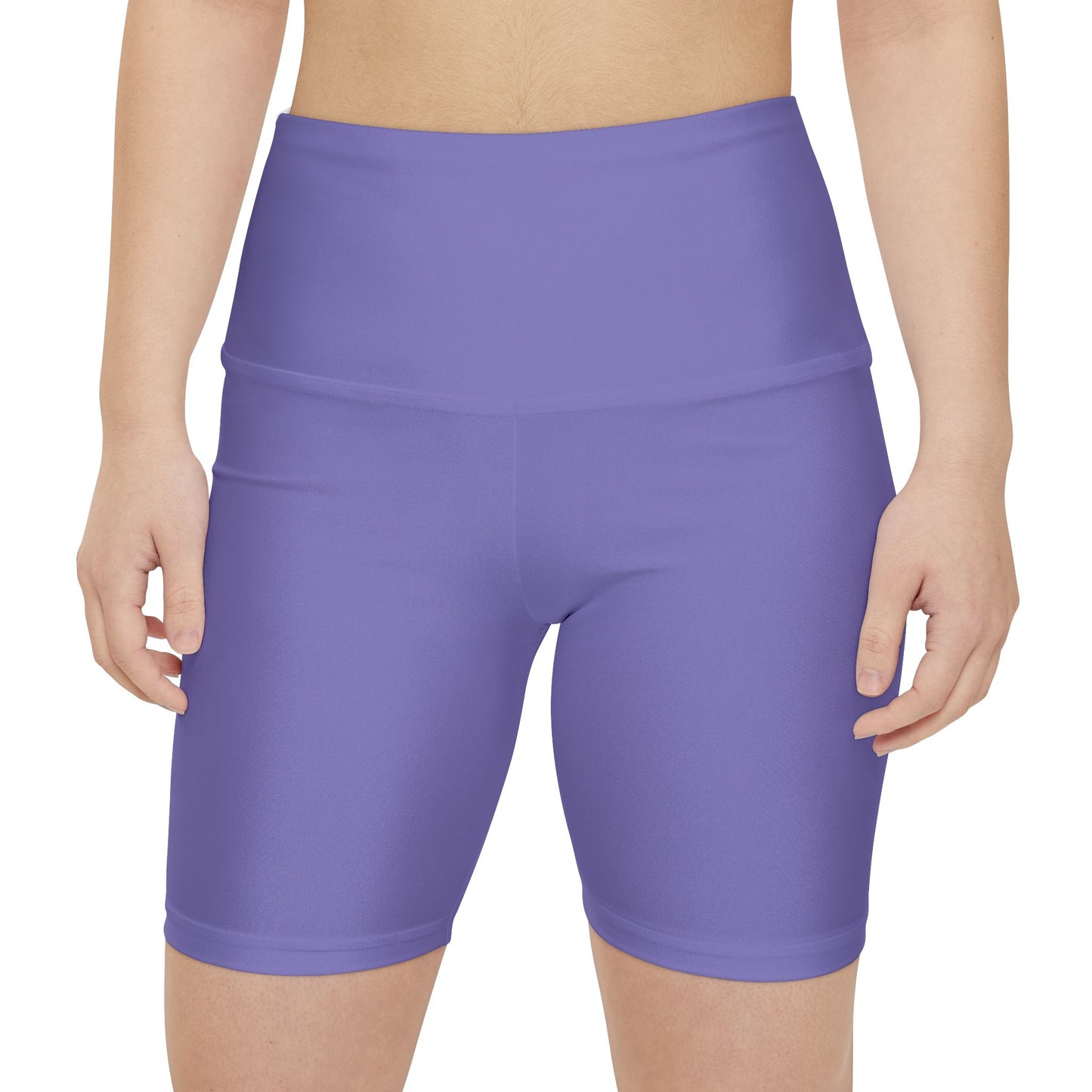 Night Lilac Purple High-Waist Women's Workout Shorts — Comfortable AOP Fitness Biker Shorts