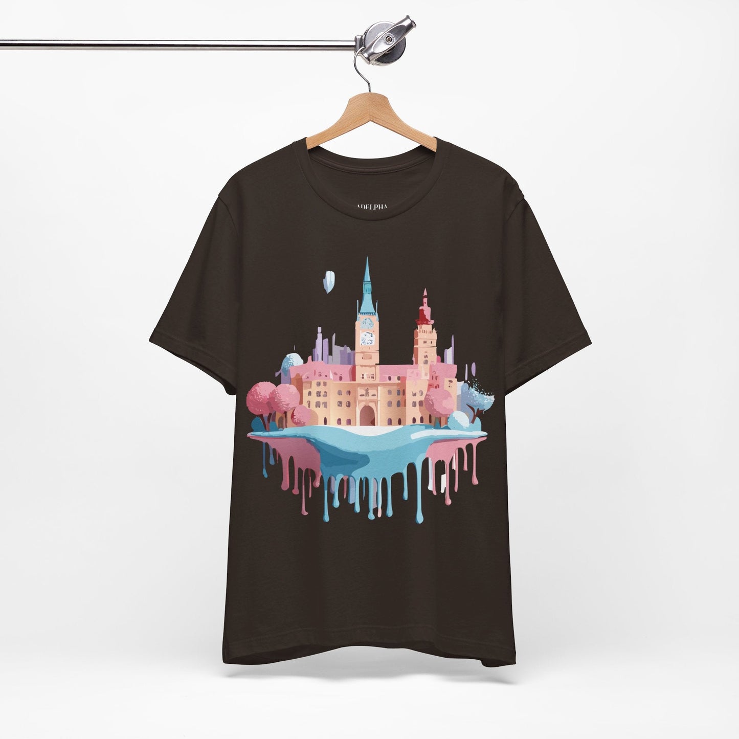 Prague Tourist Shirt Unisex Short Sleeve Graphic Tee Featuring Adelpha Vintage Artwork