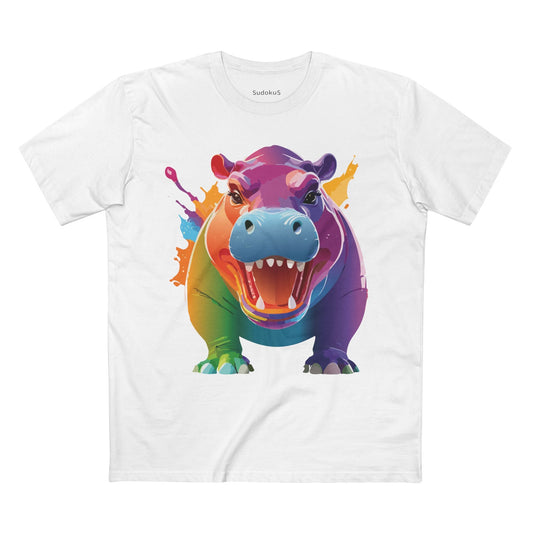 Hippo Graphic Unisex 100 Cotton Staple Tee with Animal Design Artwork 6