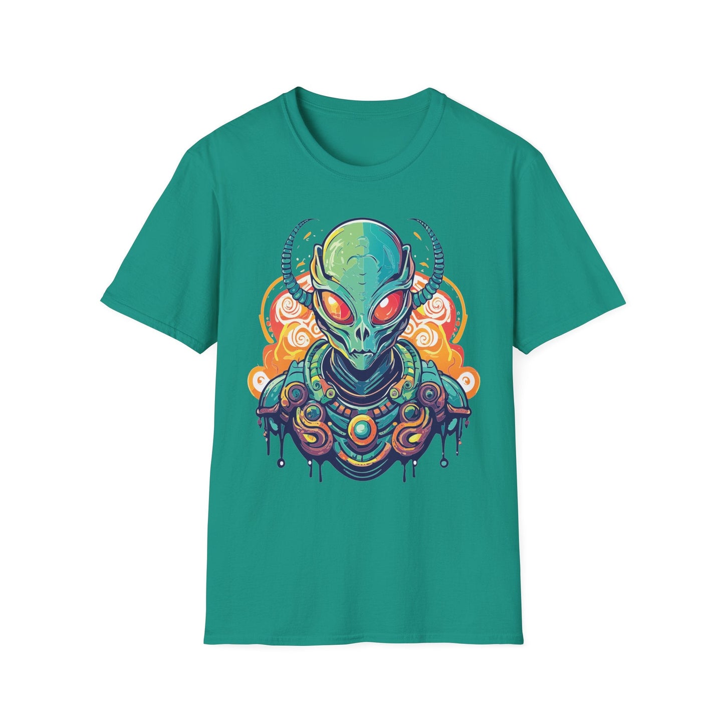 Cosmos Alien T Shirt Unisex Softstyle Cotton Tee With Space Artwork Graphic Design