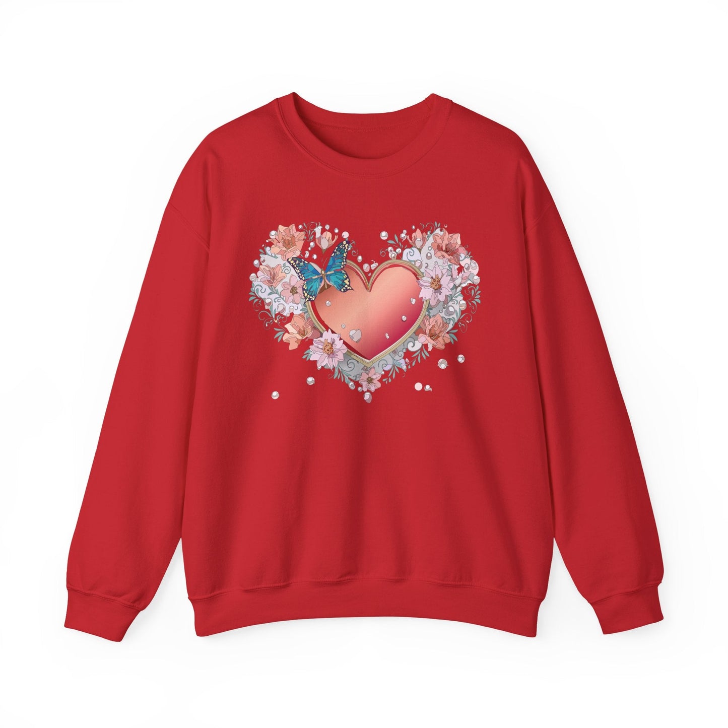 Unisex Floral Heart Sweatshirt With Love Graphic For Valentines Day Gift Cozy Winter Wear