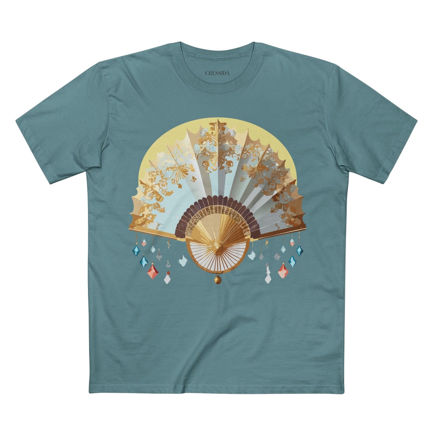 Antique Fan Graphic Design T-Shirt Unisex 100 Cotton Floral Carnival Artwork Tee 25