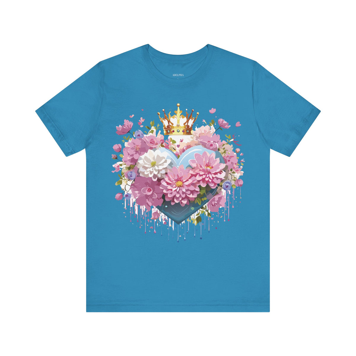 Valentine's Day Graphic Unisex Cotton Bella+Canvas Tee with Floral Art Design d106