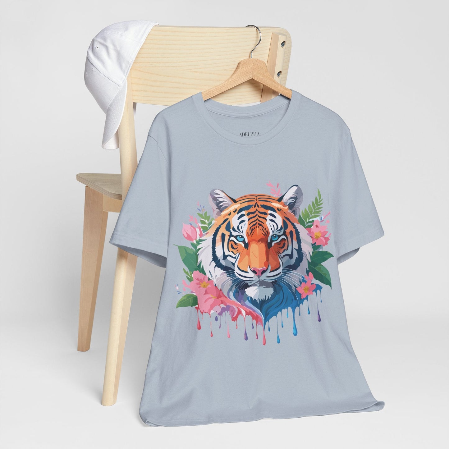 Tiger Graphic Tee Unisex Short Sleeve Shirt With Vintage Inspired Artwork By Adelpha
