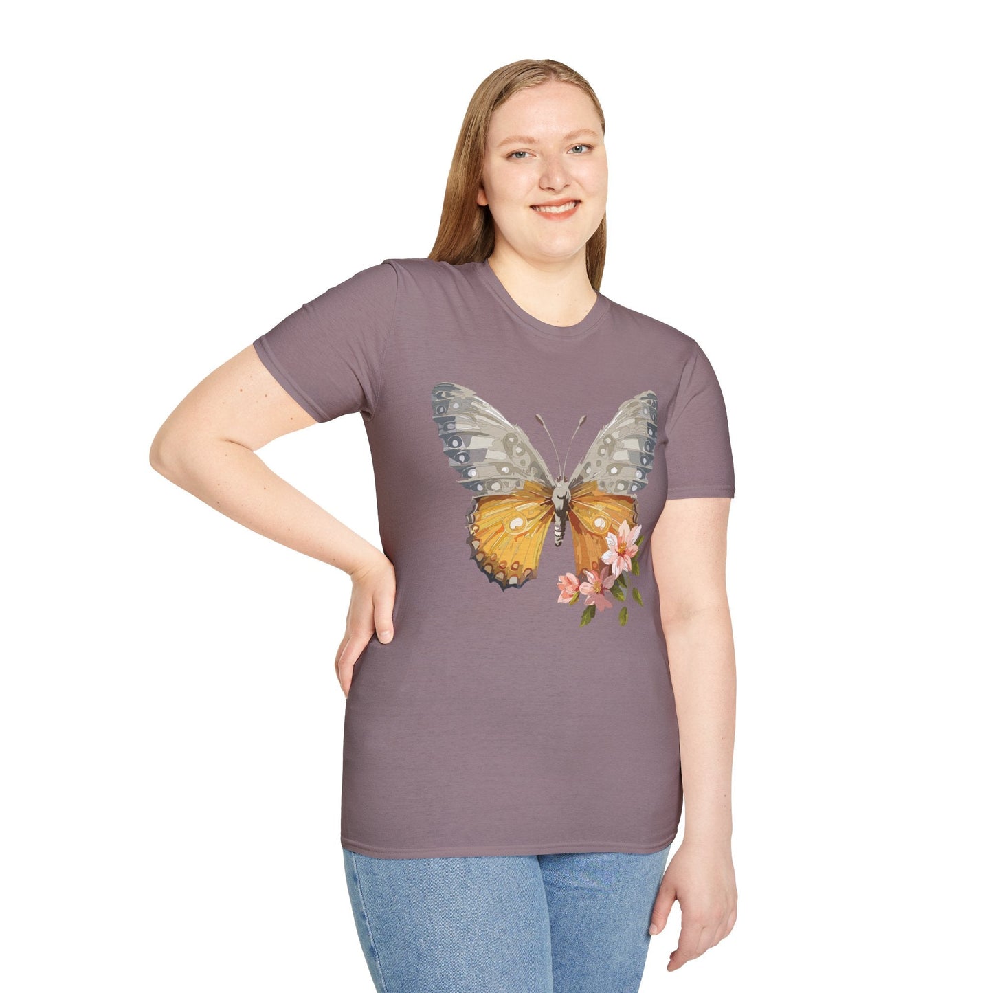 Unisex Butterfly T Shirt Monarch Print Softstyle Cotton Tee Gildan 64000 Lightweight Comfort