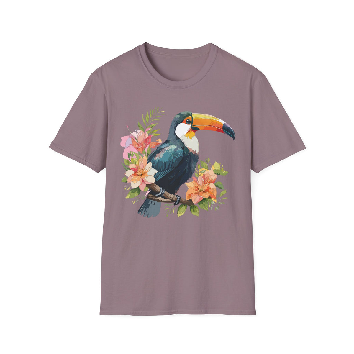 Tropical Toucan Illustration T-Shirt | Floral Bird Graphic