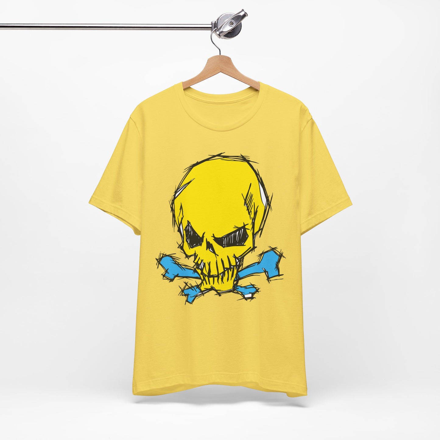 2-Yellow Skull Graphic Design Tee, Skull Shirt, Vintage Tees, Art Design T-Shirt, Vintage Graphic Tee, Art Shirts with Skulls