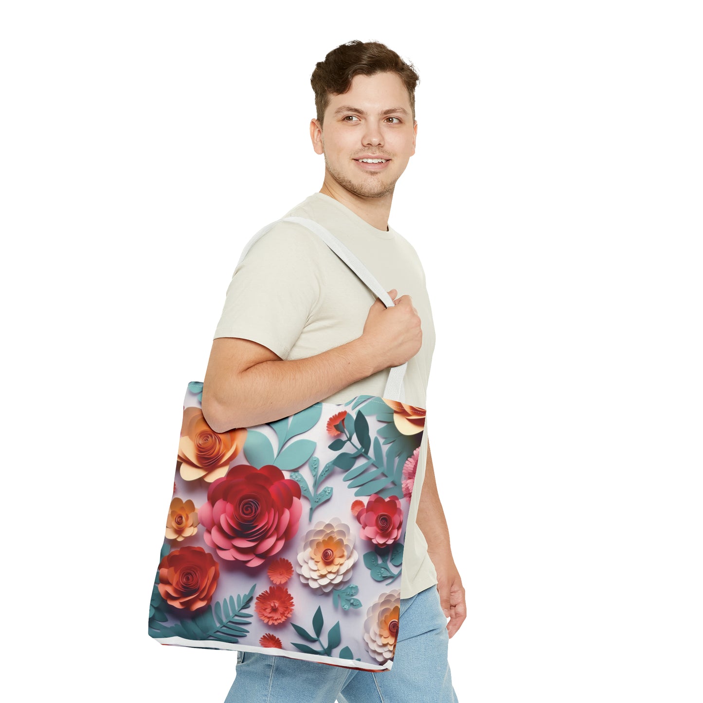 Canvastasche mit floralen Prints 