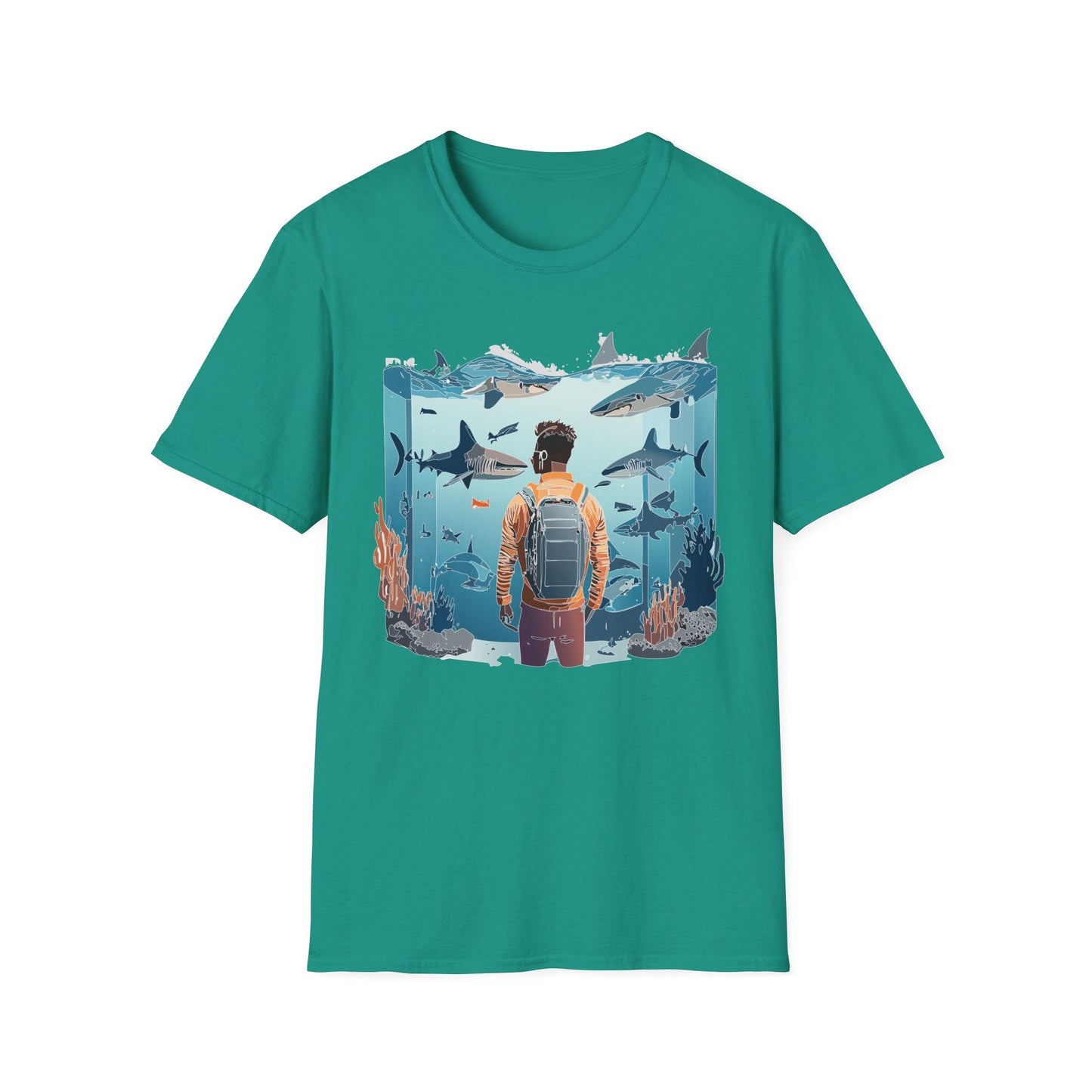 Ocean Themed Unisex Short Sleeve Tee Gildan Softstyle 64000 Ocean Inspired Art Design