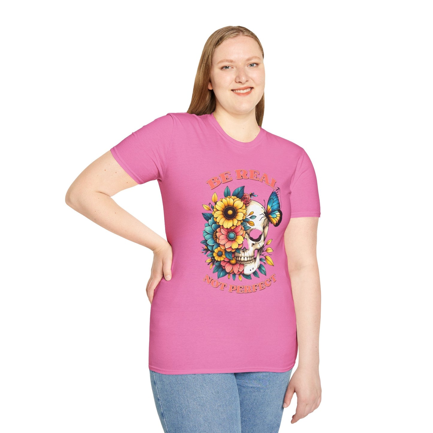 Gildan Skull Tee Shirt Unisex Skeleton Print Tee 100 Percent Ring Spun Cotton Softstyle