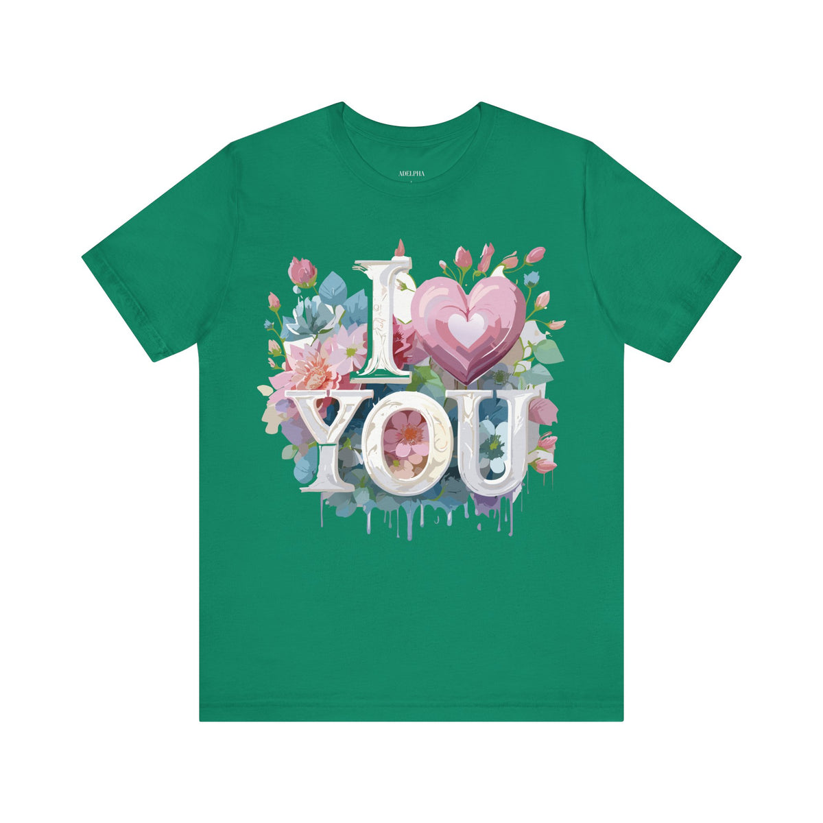 Valentine's Day Graphic Unisex Cotton Bella+Canvas Tee with Floral Art Design d126