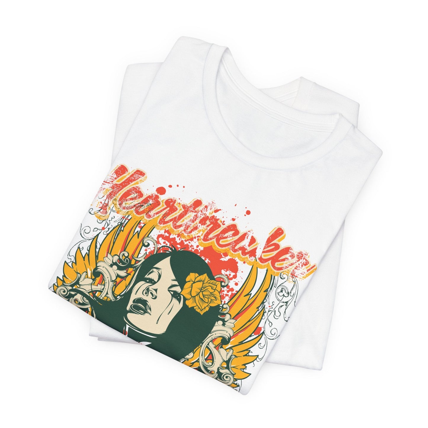 Heartbreaker Illustration Tee Retro Femme Portrait Floral Skull Graphic T-Shirt