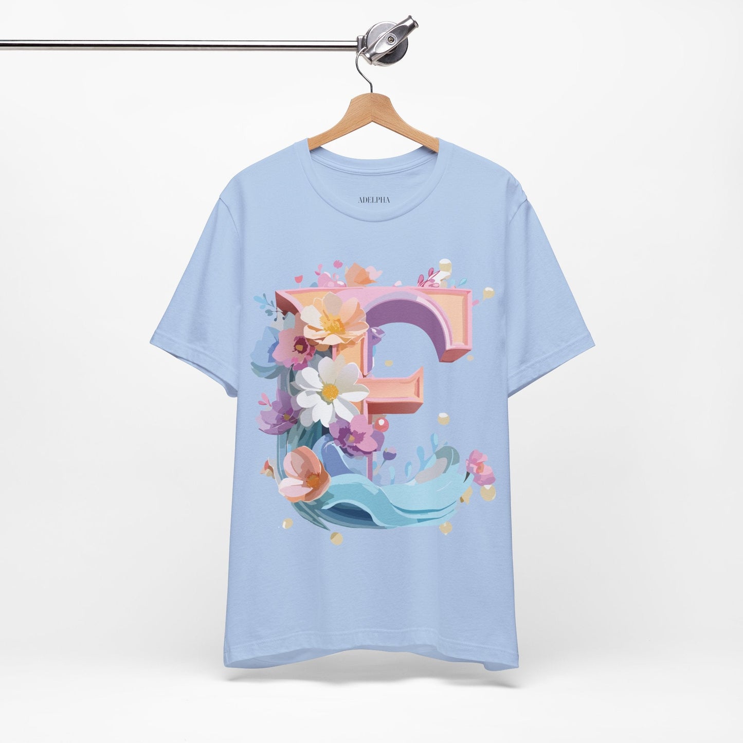 Letter E Shirt Graphic Tee Unisex Vintage Inspired Artwork By Adelpha Premium Short Sleeve