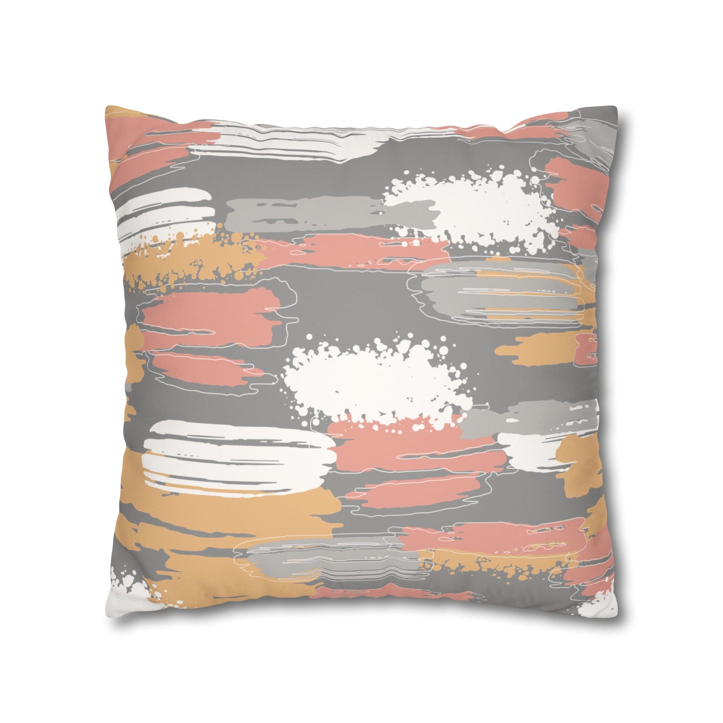 Faux Suede Pillowcase with Abstract print