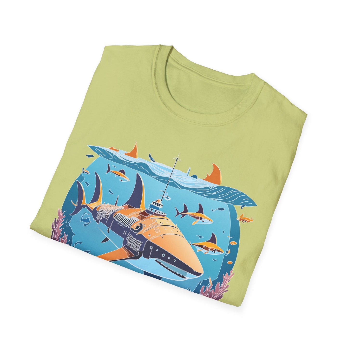 Ocean Tee Shirt Unisex Softstyle Cotton Tee 4.5 Oz Lightweight U Boat Theme Design