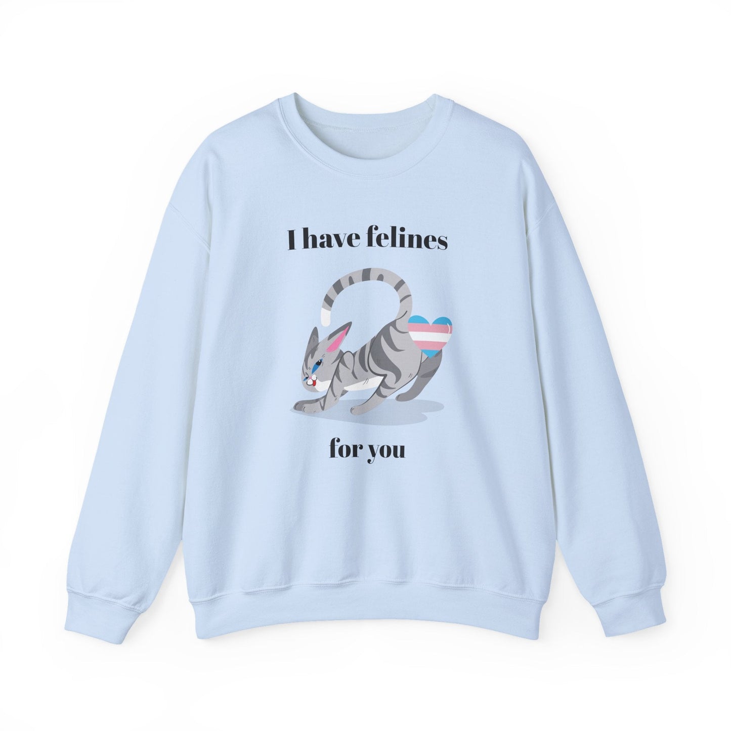 Cat Heart Sweatshirt Unisex Valentine Design 50 50 Cotton Poly Gildan 18000 Crewneck