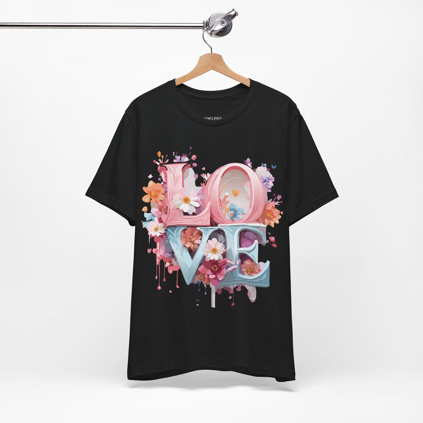 Valentine Day Graphic Unisex 100 Cotton Vintage Artwork with Love and Flower Design Tee 44