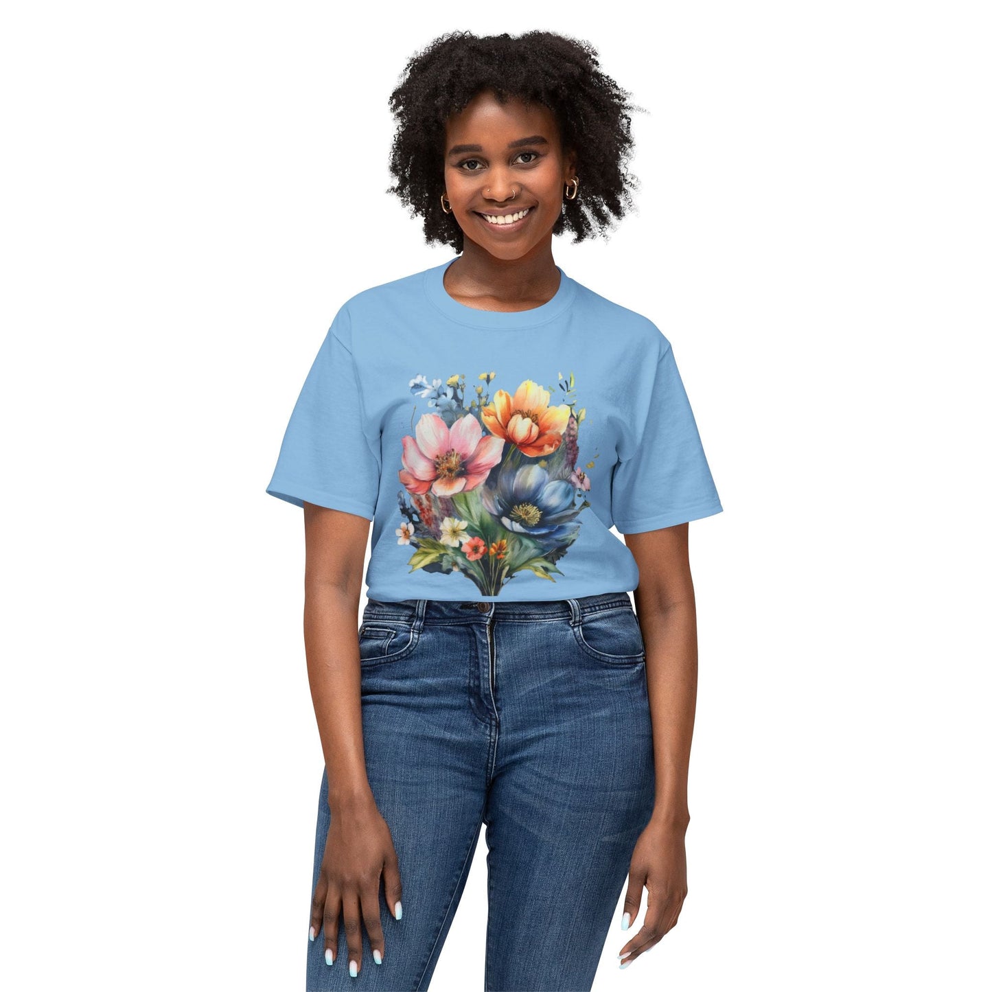 Floral T Shirt With Full Color Art Print Unisex HD Cotton Designed And Printed In USA