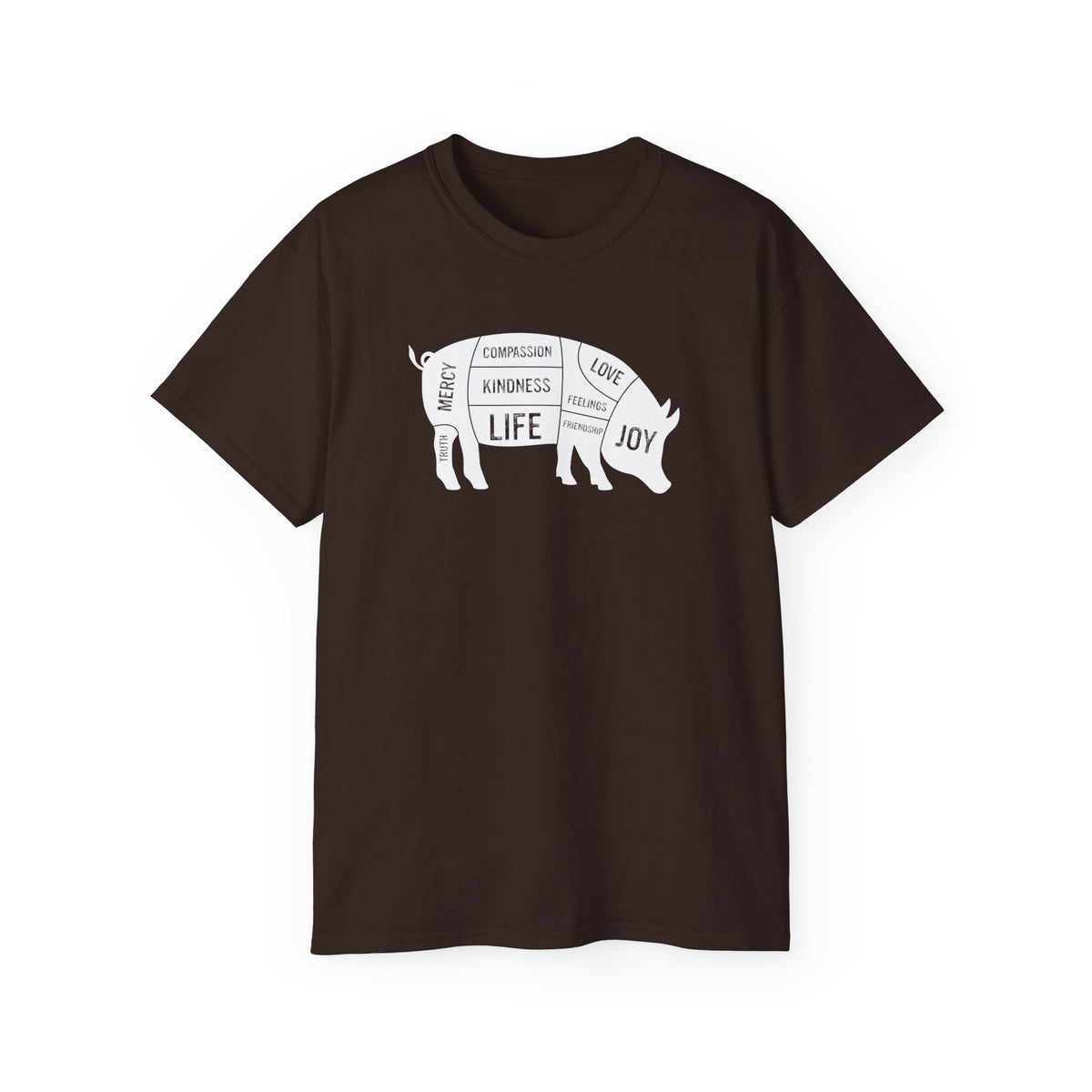 Pig Diagram Typography Tee | Love, Joy, Kindness, Life