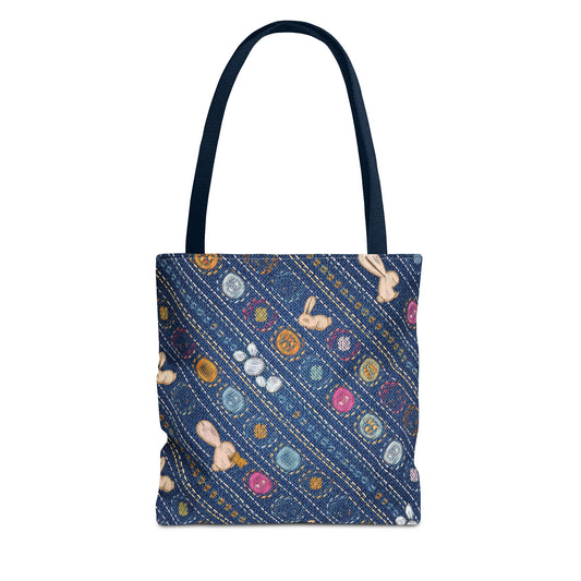 Easter Graphic Design Denim Fabric Imitation Print Unisex Canvas Bag Poly Spun 3 Sizes Tote Bag 204-11