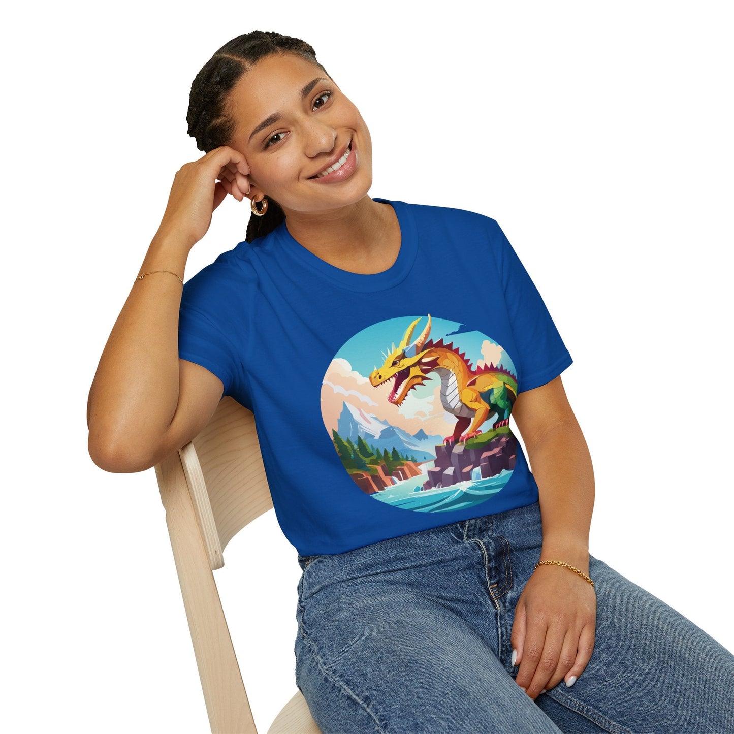 Dragon T Shirt Unisex Softstyle Cotton Tee With Colorful Animal Art Design For Everyday Wear