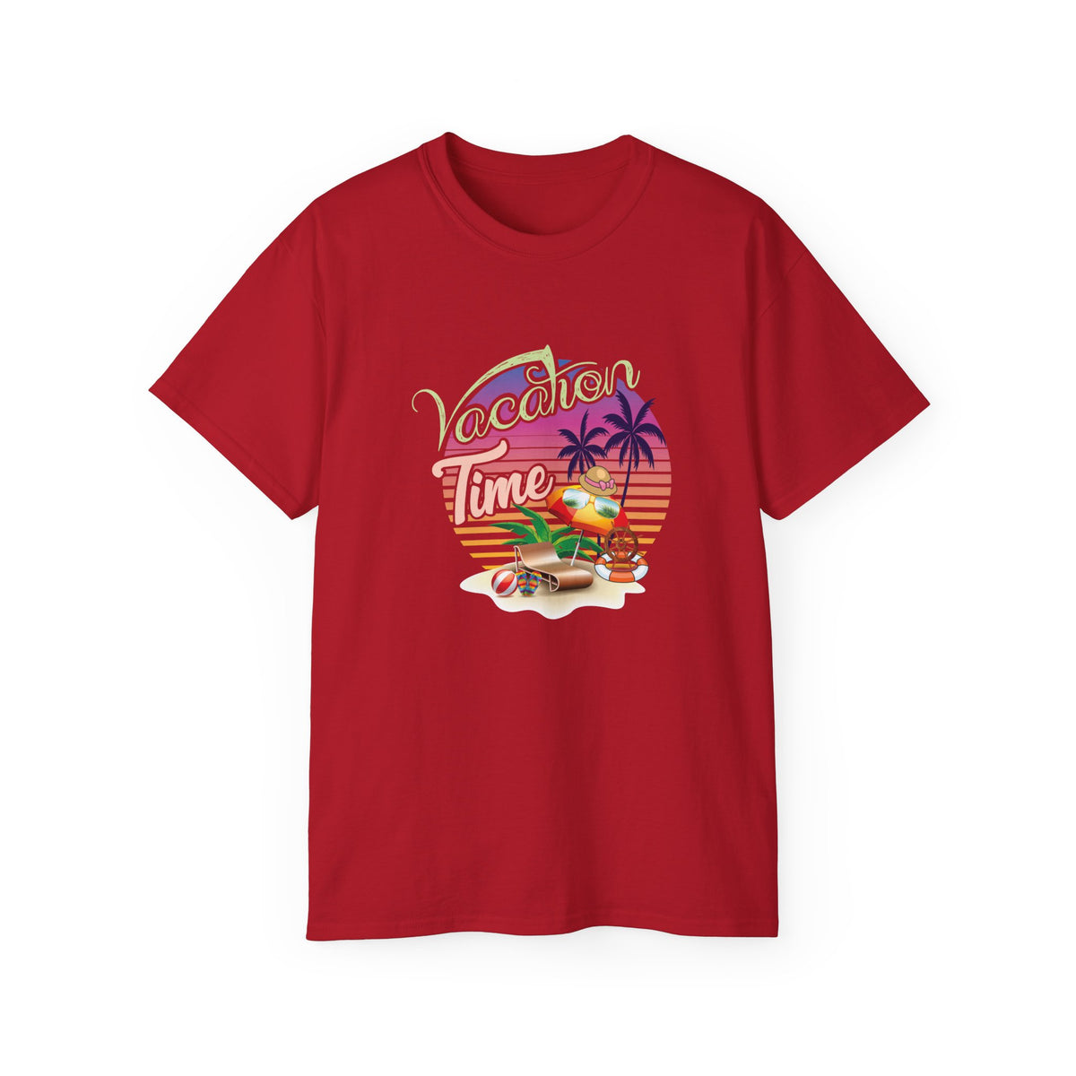 Vacation Time Palm Sunset Tee | Retro Beach Jeep Surfboard