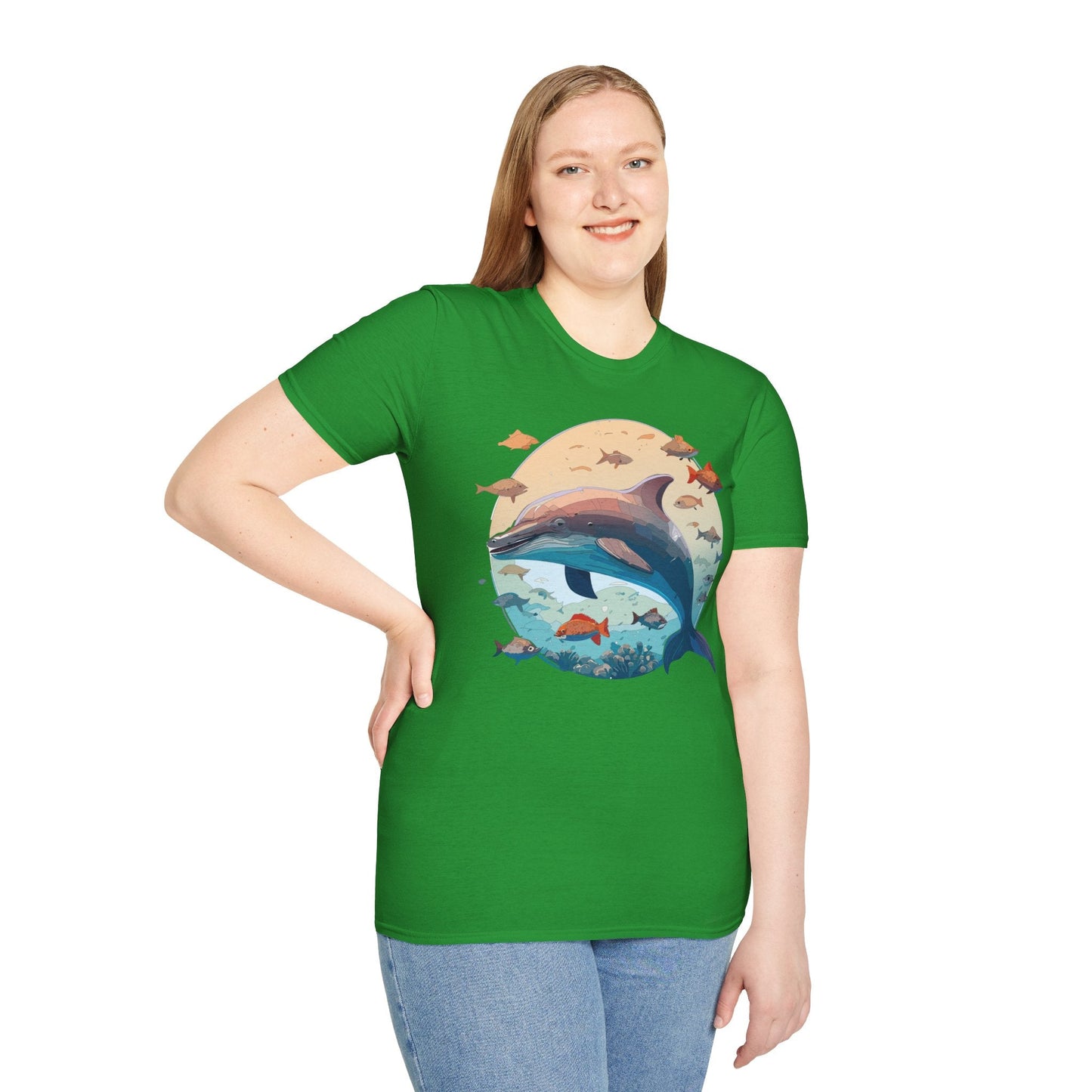 Dolphin Shirt Unisex Softstyle T Shirt 64000 100 Percent Ring Spun Cotton Tee For Everyday Comfort