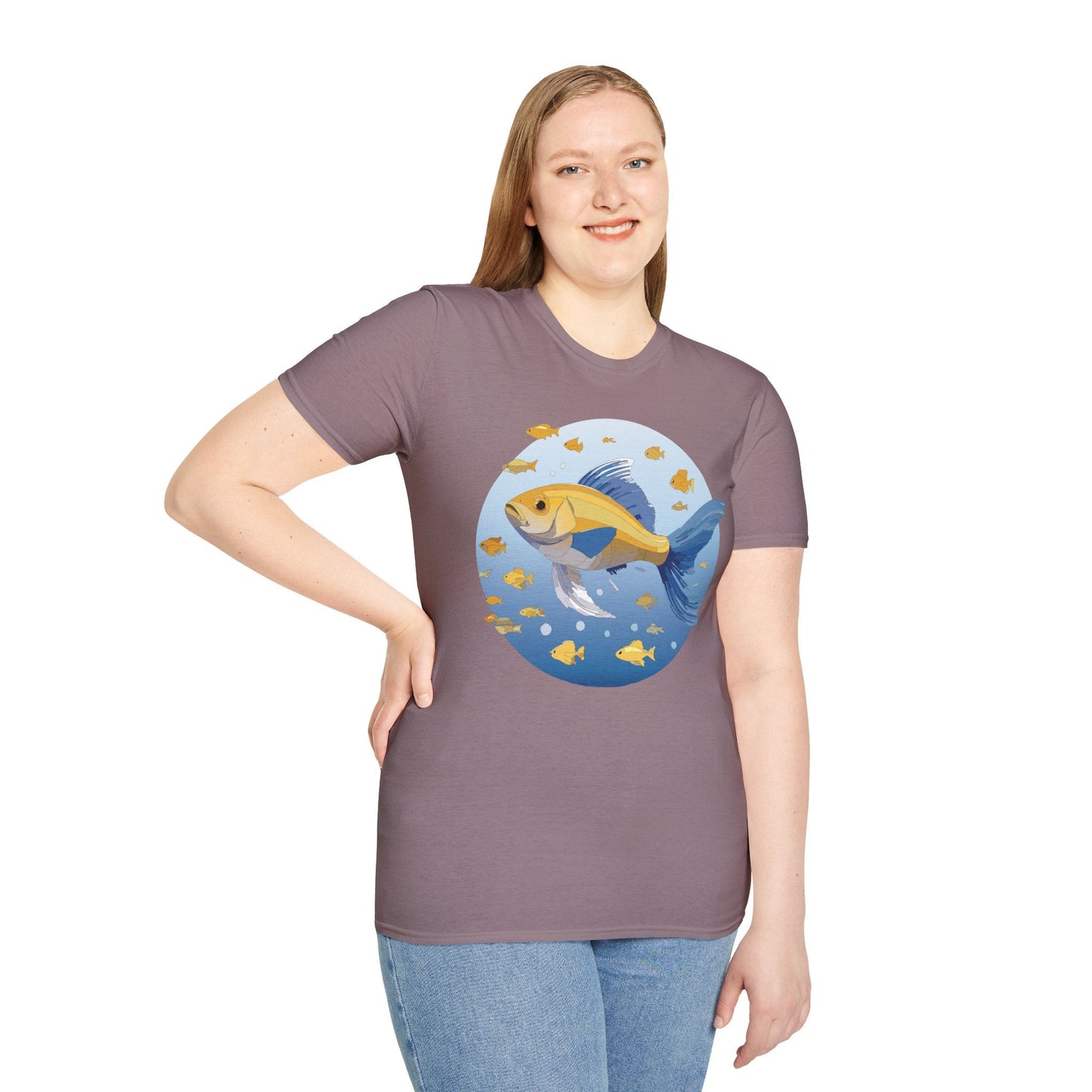 Fish Art Graphic Tee Shirt For Men And Women Unisex Cotton Softstyle Tee With Fish Artwork Design