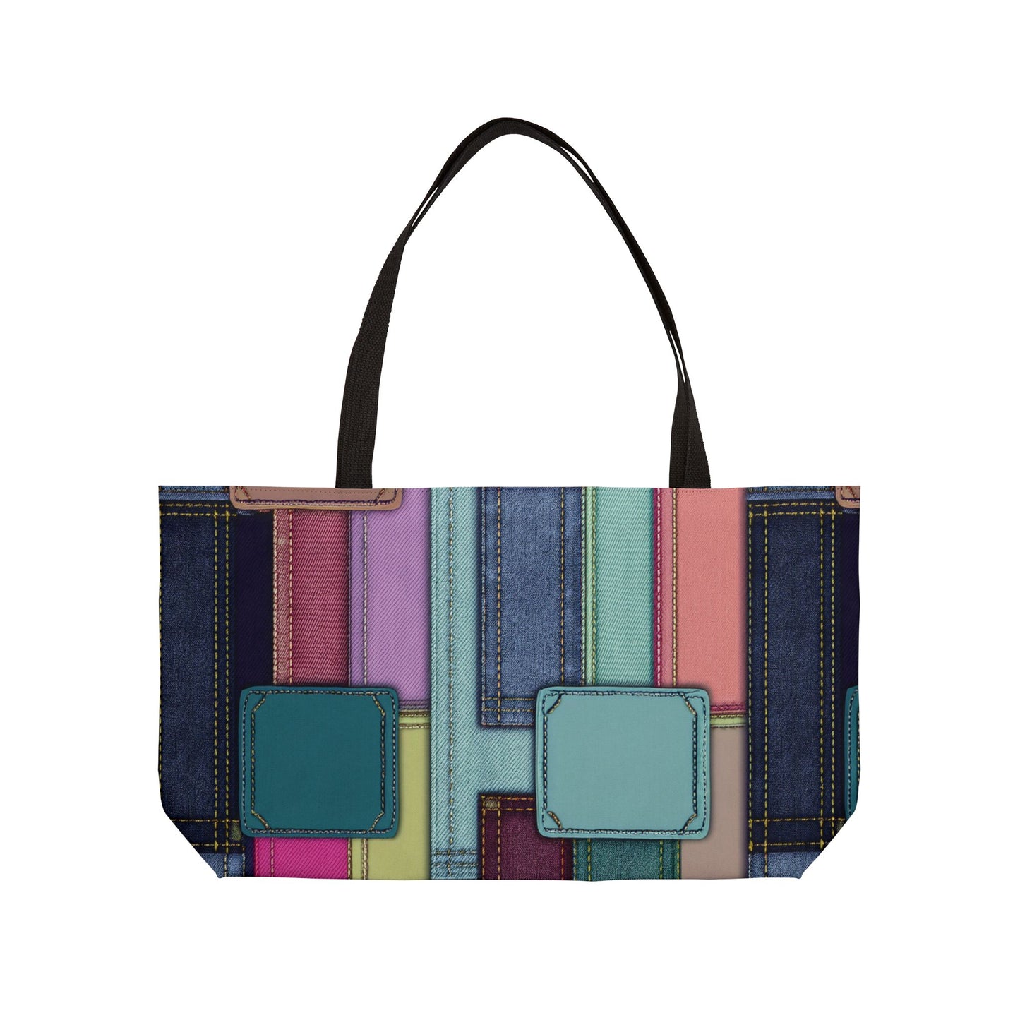 Denim Print Yoga Bag High-Quality 100% Spun Polyester 24x13 Canvas Gym Bag 52