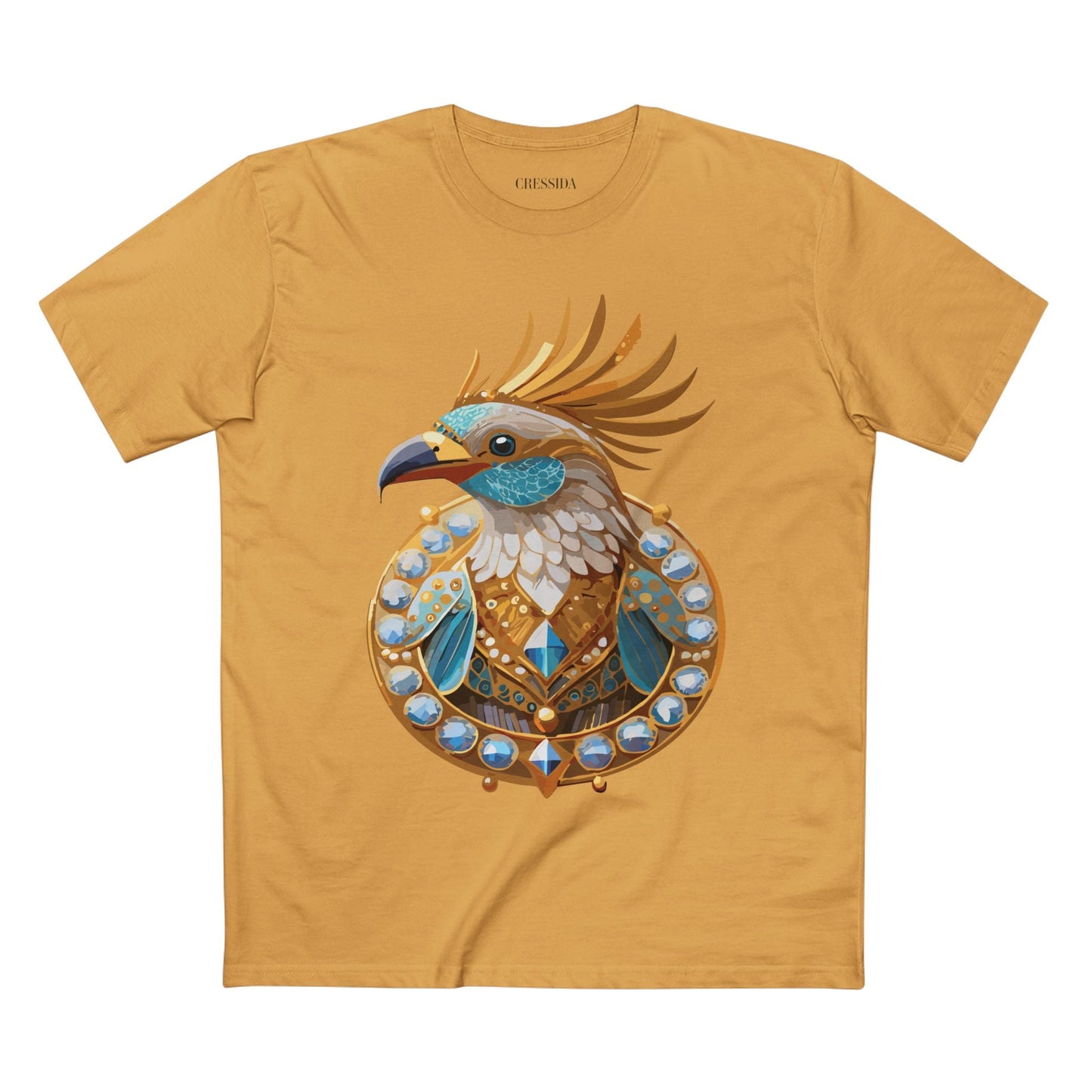 Bird Graphic Unisex 100 Cotton Tee With Unique Animal Golden Medallion Art Design 23
