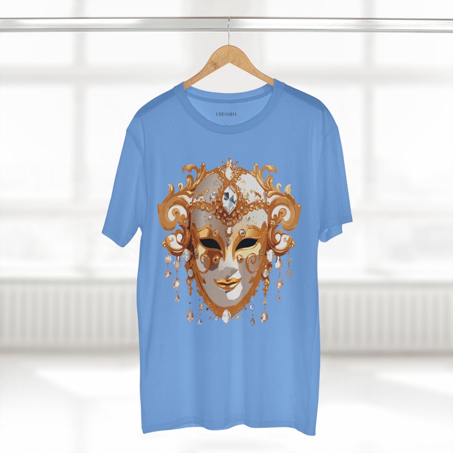 Carnival Mask Graphic T-Shirt Unisex 100 Cotton With Antique Gold Art Design Tee 24