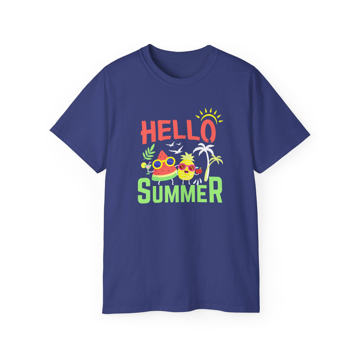Hello Summer T-Shirt | Sunglasses Pineapple Palm Tree Summer Tee