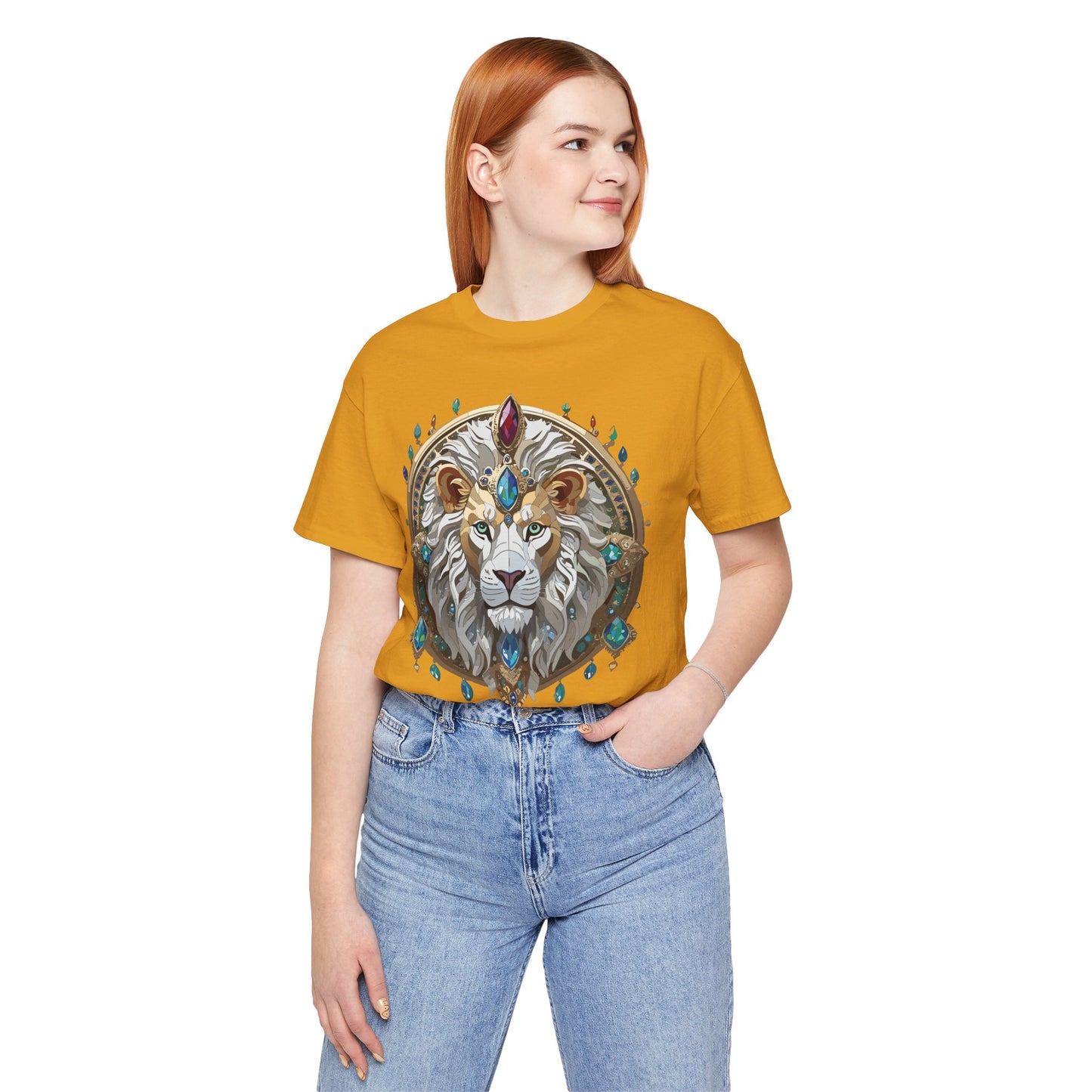 Unisex Lion Graphic Tee, Animal Shirt, Tee Shirt with Lion, Medallion T-Shirt, Animal Medallion Tees