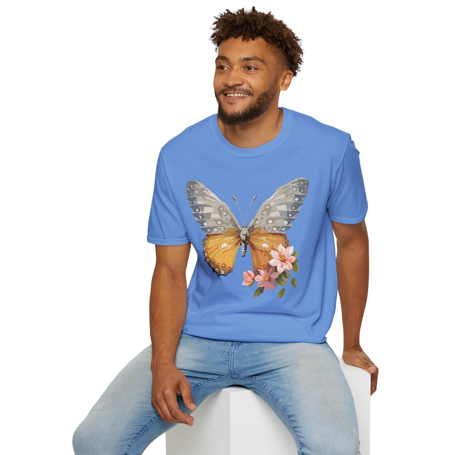 Unisex Butterfly T Shirt Monarch Print Softstyle Cotton Tee Gildan 64000 Lightweight Comfort