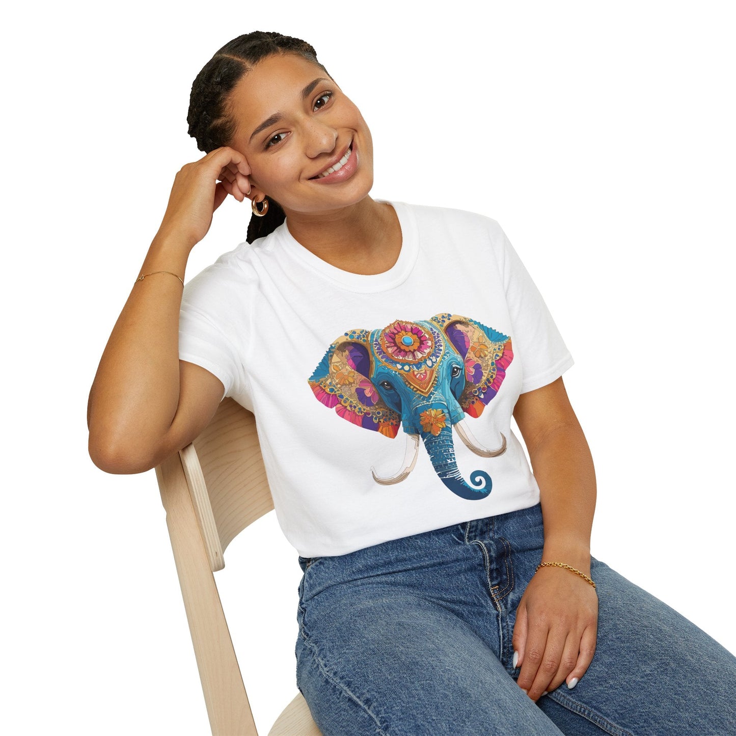 Unisex Elephant Graphic Tee Gildan Softstyle Cotton T Shirt Animal Print Comfortable Wear