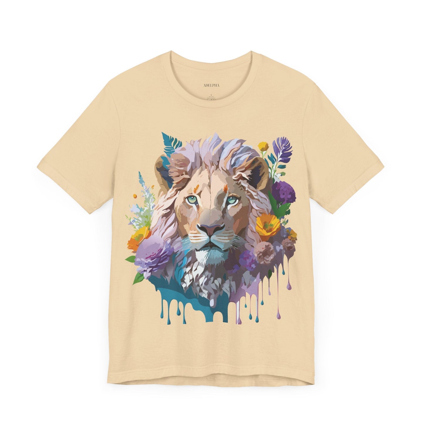 Lion Graphic Tee Unisex Short Sleeve Shirt With Vintage Inspired Artwork By Adelpha