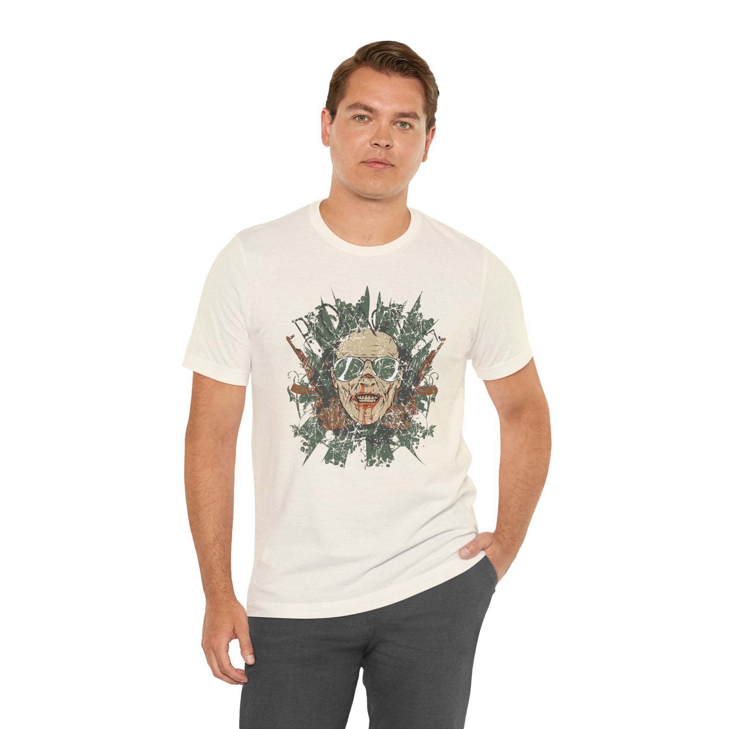 Retro Skull Floral Graphic Design Unisex Cotton T-Shirt G-2