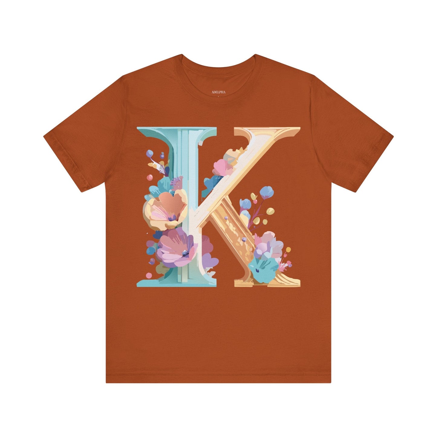 Letter K Shirt Graphic Tee Unisex Vintage Inspired Adelpha Art Design Tee Premium Soft Cotton