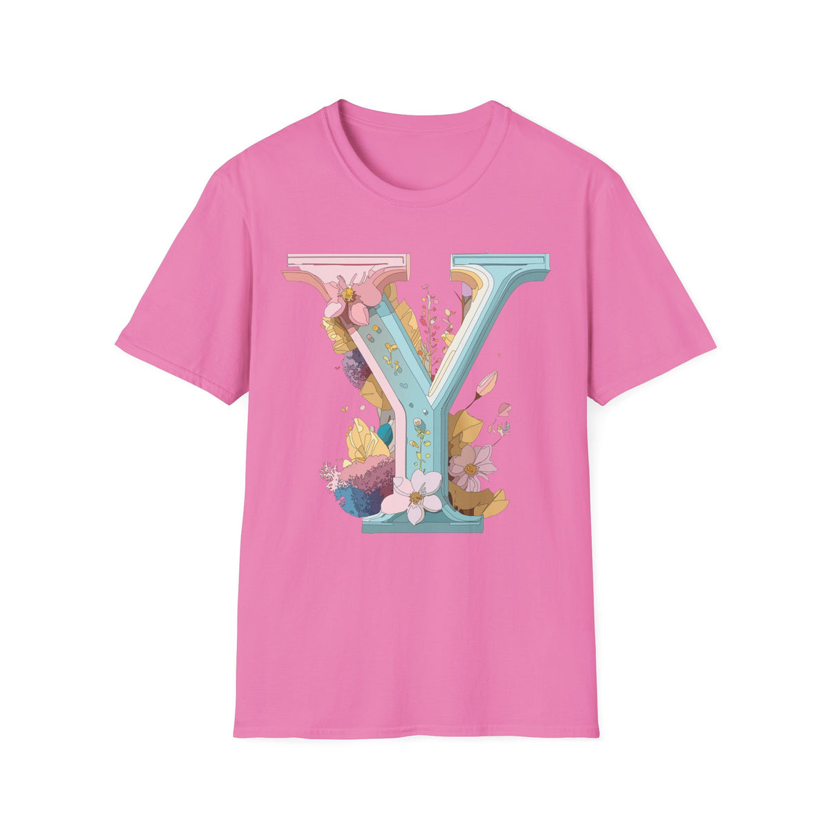 Floral Letter V T-Shirt | Pastel Monogram Tee