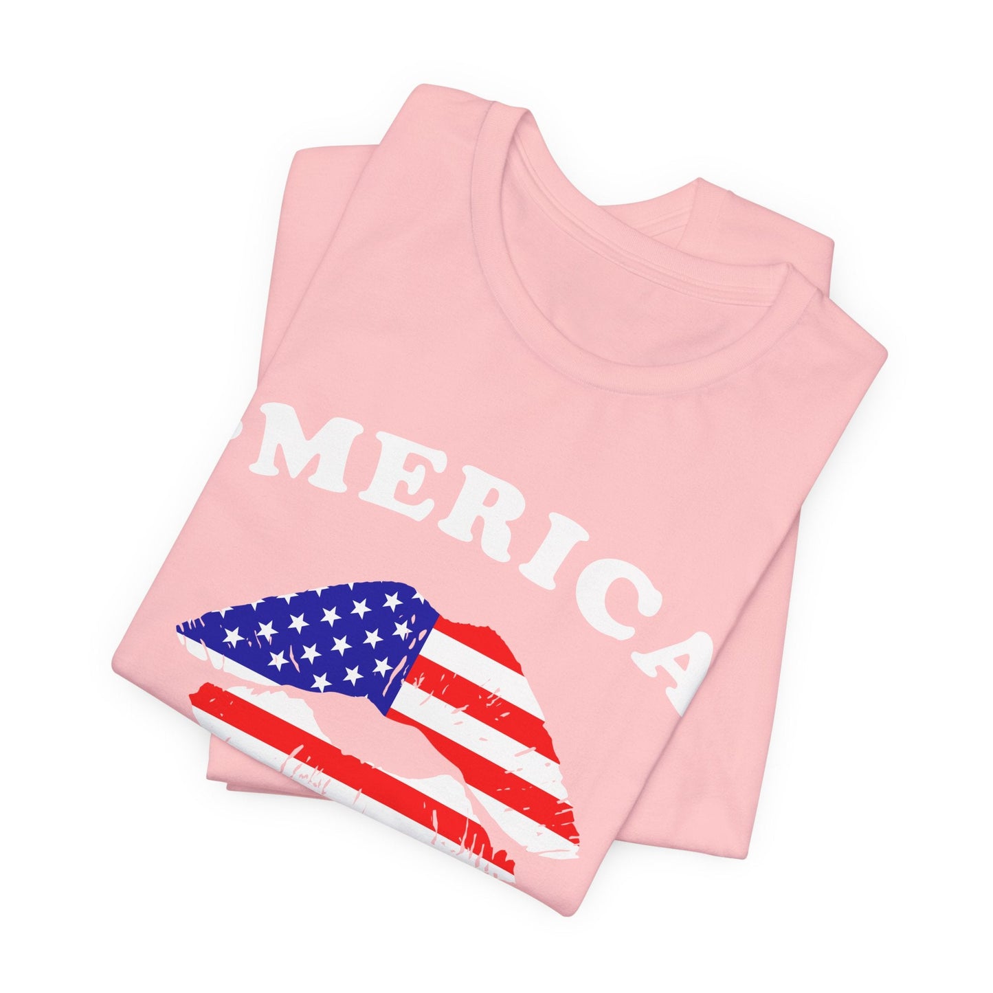 American Flag Lip Graphic Unisex Cotton T-Shirt a9