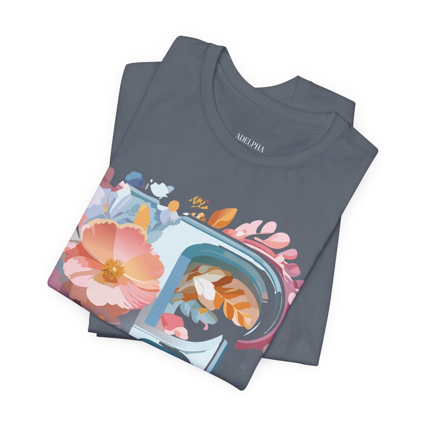 Letter F Graphic Tee Unisex Short Sleeve Vintage Inspired Adelpha Artwork Collection