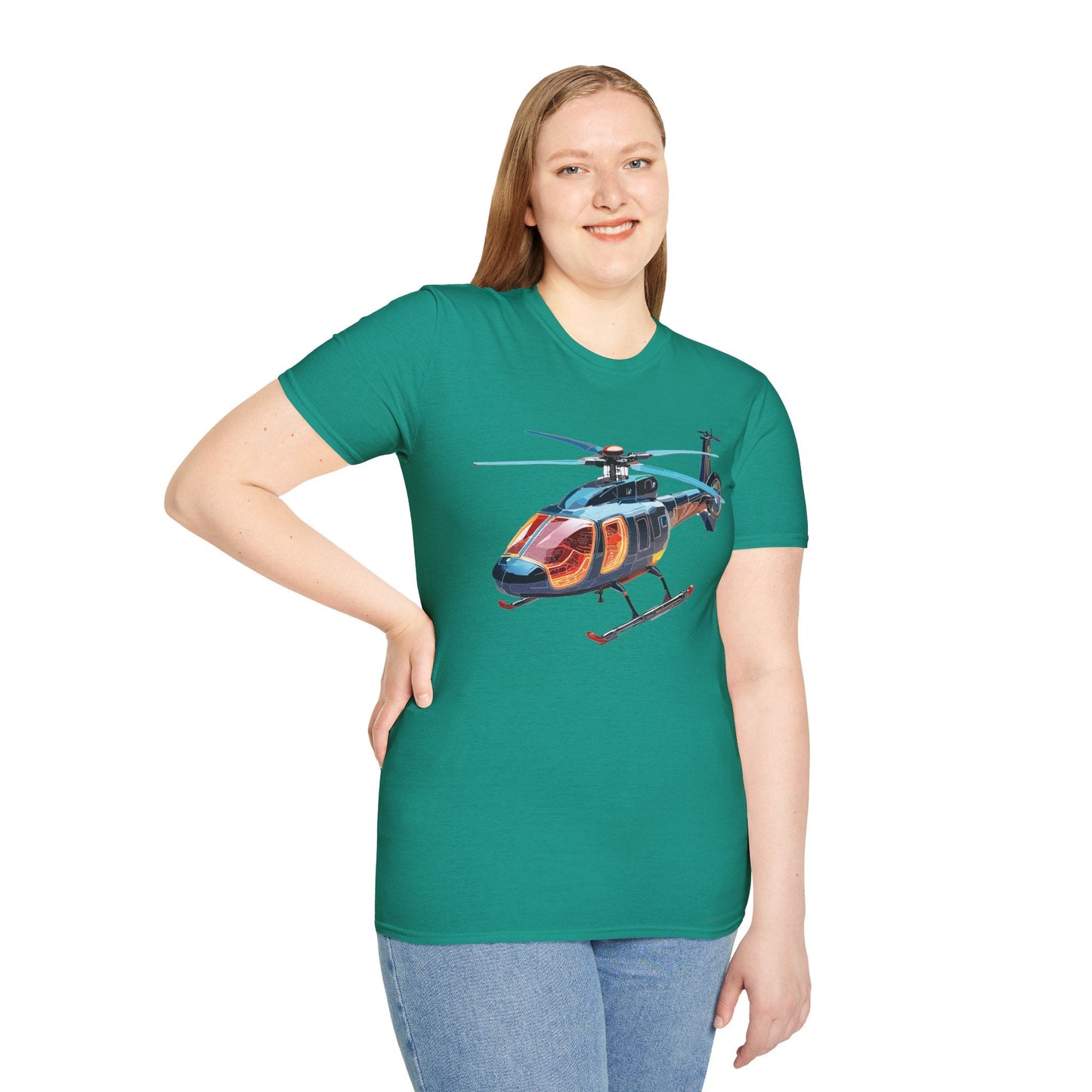 Unisex Helicopter Chopper Shirt Graphic Tee Softstyle 64000 100 Percent Ring Spun Cotton