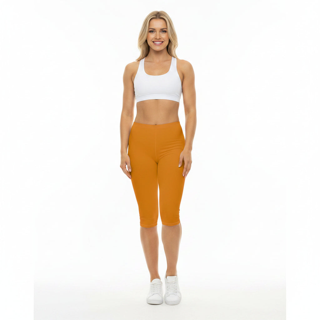 Amber Earth Color Women's Brushed Suede Poly Span Casual Capri Leggings XS-2XL