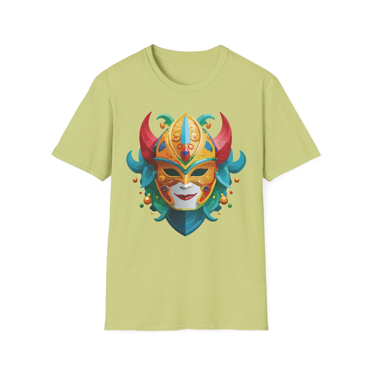 Unisex Mask Tee Shirt Softstyle Gildan 64000 Cotton Tee Masquerade Design Artwork