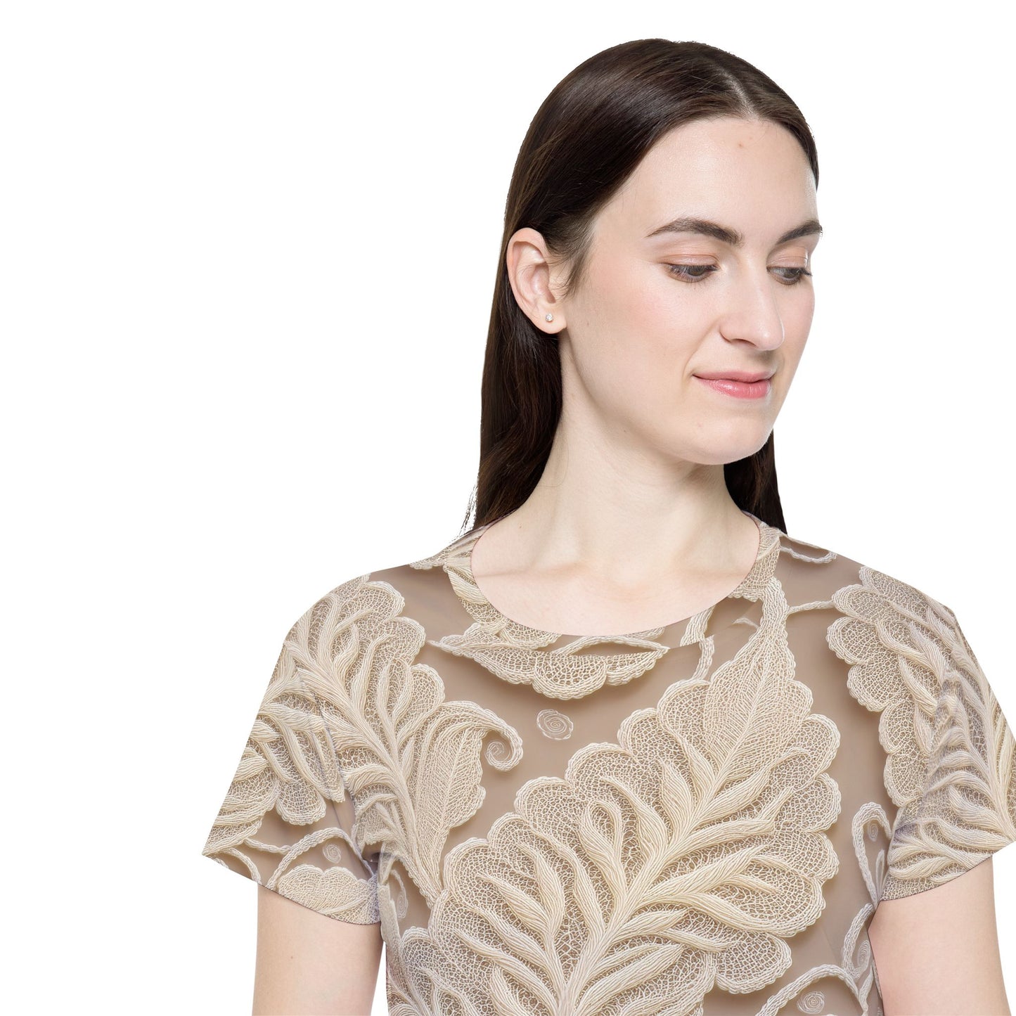 Lace Print Poly Shirt, Poly Shirt with Lace Print, Lace Shirt 73